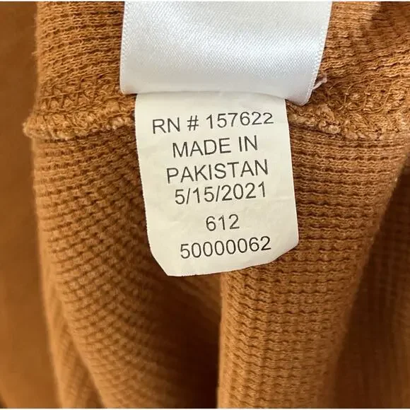 Eddie Bauer Waffle Knit Shirt Mens Size Small Orange-Brown Crew Neck Long Sleeve - Picture 5 of 9